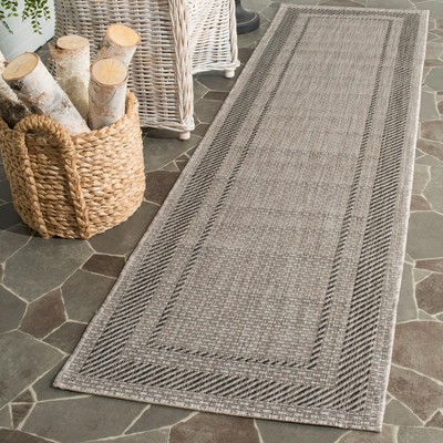 Beige and Black Flat Woven Reversible Runner Rug