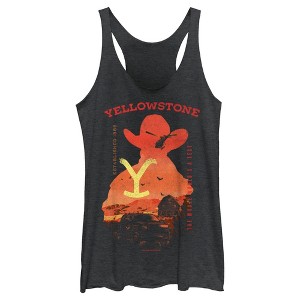 Women's Yellowstone Sunset Silhouette John Dutton & Truck Racerback Tank Top - 1 of 4