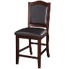 DOMETOUR Dark Brown Wood Finish Set of 2 Counter Height Chairs Faux Leather Upholstery  Seat Back Kitchen Dining Room Chair - 3 of 4