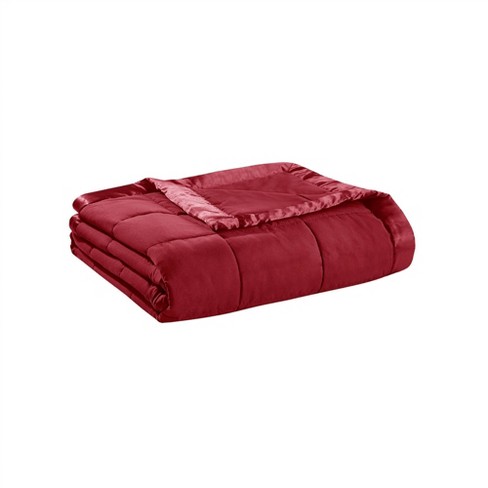 King Prospect Lightweight Down Alternative Satin Trim Bed Blanket Burgundy  : Target