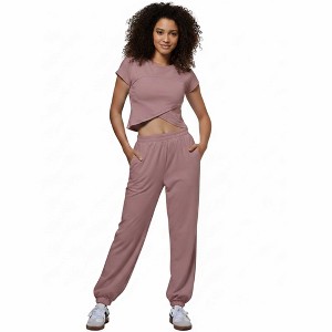Woman 2-Piece Sleeveless High Rise Pants Set – Solid Viscose Stretch Cherie Code - 1 of 4