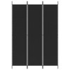 vidaXL 3-Panel Room Divider - Durable Fabric and Iron Construction, Versatile Functionality, Privacy Ensuring, Foldable, Easy Assembly - Black - 3 of 4