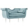 Christopher Knight Home Baird Velvet Bench with Nailhead Trim and Curved Arms, 2 Pillows and Wood Legs - 2 of 4