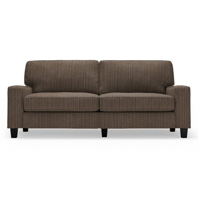 Palisades Compact Linen Fabric Sofa with Wood Accents, Riverfront Brown