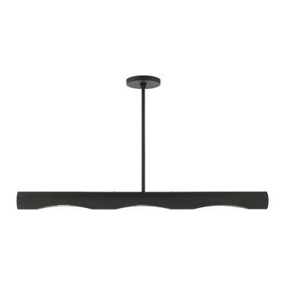 Novato Minimalist Black and Gold 3-Light Linear Chandelier