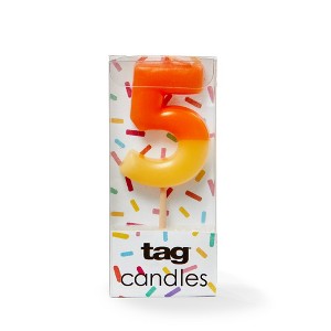 Tag Digit 5 Orange Candle - Fun Cake Candle for Celebrations, 1.18" x 1.77", 0.07 hrs Burn Time, Easy Clean - 1 of 1