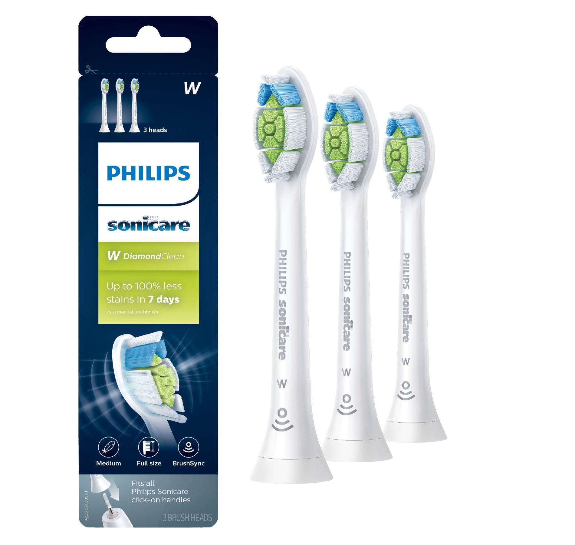 Philips Sonicare W2 DiamondClean Replacement Electric Toothbrush Head - HX6063/65 - White - 3pk