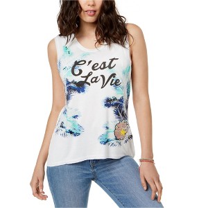 True Vintage Womens C'est La Vie Tank Top, White, X-Small - 1 of 1