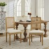 French Dining Chairs Set of 2,Linen Upholstered Dining Chairs with Rattan Backrest,Wood Dining Chairs for Kitchen or Living Room-Coolbibila - 2 of 4