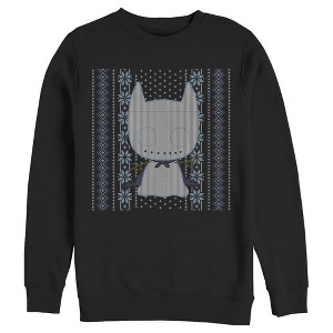 Men's Batman Ugly Christmas Chibi Snow Bat Sweatshirt - 1 of 3