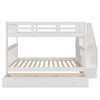Stairway Full-Over-Full Bunk Bed with Drawer, Storage and Guard Rail for Bedroom, White - 2 of 4