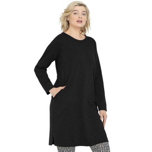 Women's Plus Size 3/4 Sleeve Makayla Tunic Top with Pockets Black 1X -  White Mark