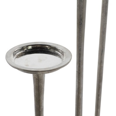 Elegant Trio Silver Aluminum Floor Candle Holders, Set of 3