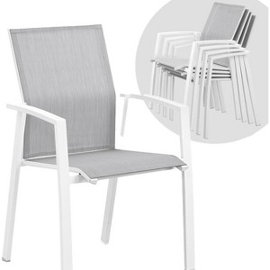 Heynemo Patio Dining Chairs, Sturdy Aluminum Frame, Quick-Drying Textilene Fabric, Stackable Outdoor Furniture for Lawn, Balcony - 1 of 4
