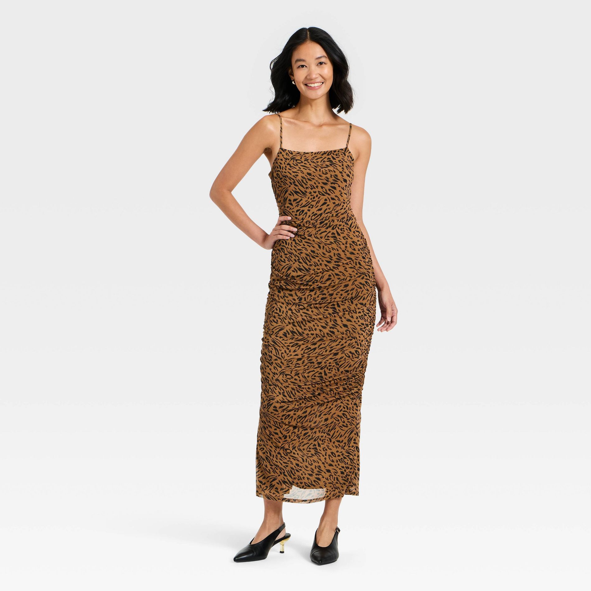 Women's Ruched Midi Slip Dress - A New Day™