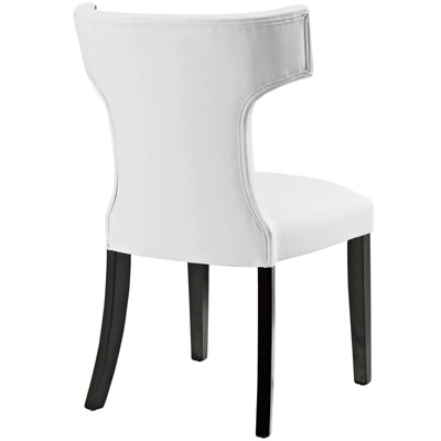Chic Curve White Faux Leather Upholstered Parsons Side Chair