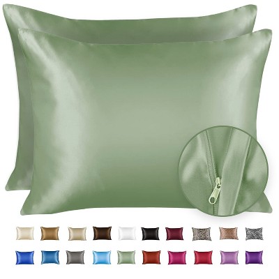 ShopBedding Satin Pillowcase with Zipper, for Hair and Skin Care, Feels Soft and Cool Like a Silk Pillowcase, Satin Pillow Cases 2 Pack - Blissford