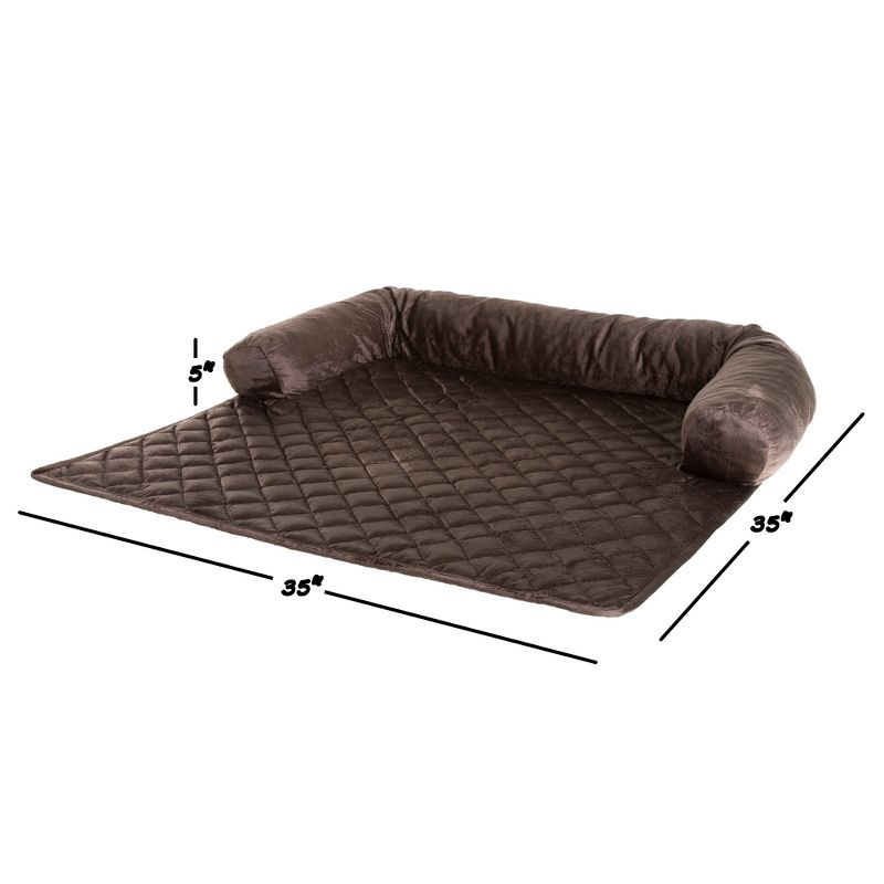 Trademark Global Petmaker Furniture Protector Dog and Cat Cover with Bolster - Brown - 35x35, 4 of 7