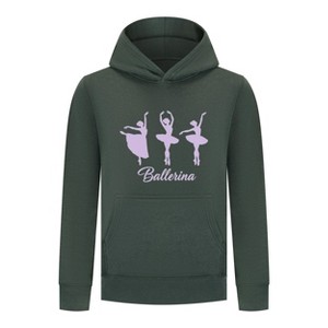 Everyday Kids Ballerina Girls Pullover Hoodie – Purple Dancer Silhouette Ballet Sweatshirt - 1 of 4