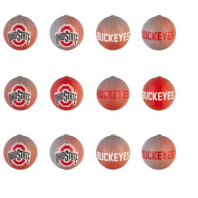 Evergreen Holiday Ball Ornaments, Set of 12, Ohio State University