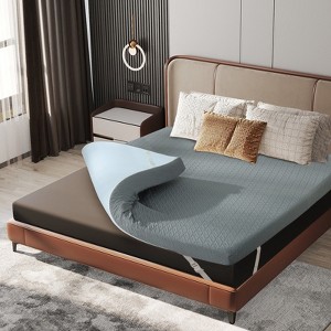 3 in. Gel Memory Foam Mattress Topper with Bamboo Cover White/Gray- Breathable & Supportive - 1 of 4