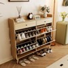 FreeStanding Rattan Wood Shoe Cabinet,Shoe Rack With 4 Flip Drawers, 2 Drawers,Shoe Storage Organizer for Entryway - 2 of 4