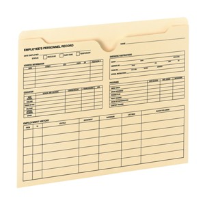 Smead Employee Record File Jacket, Reinforced Straight-Cut Tab, Flat-No Expansion, Letter Size, Manila, 20 per Pack (77100) - 1 of 1