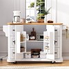 Kitchen Carts and Islands with Rubber Wood Drop Leaf, Power Outlet, 6 Drawers, 4 Doors, Rolling Storage Cart for Kitchen or Dining Room-The Pop Home - 2 of 4