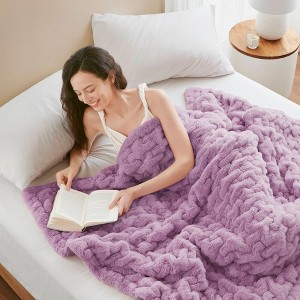 KTMBDW Faux Fur Blanket: 50" x 60" Luxury Soft Fluffy Thick Fur Throw Blanket for Couch Bed Sofa - Cozy Plush Bubble Blankets for Winter - 1 of 4