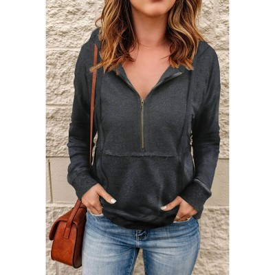 Women's 1/2 Zip Hooded Sweatshirt - Shewin