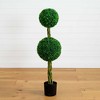Nearly Natural 4-ft Boxwood Double Ball Artificial Topiary Tree with Woven Trunk, UV Resistant (Indoor/Outdoor) - 2 of 4