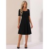 Allegra K Women's Sweetheart Neckline Short Sleeve Work A-Line Dress - 4 of 4