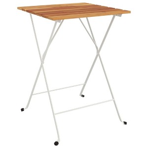 vidaXL Bistro Table Brown, Black Solid Acacia Wood, Steel Medium - 1 of 4