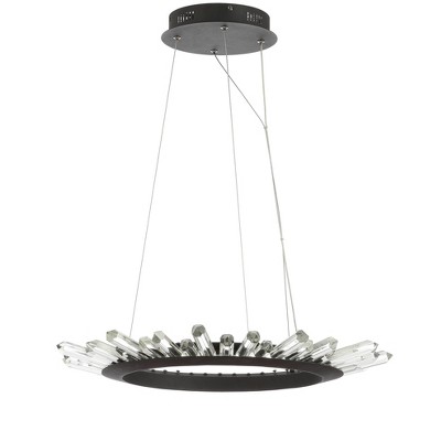 24" Elsa Adjustable Integrated LED Modern Crystal Pendant Black (Includes Energy Efficient Light Bulb) - JONATHAN Y