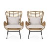 2pc Modern Outdoor Montana Chair with Water Resistant Cushions,beige-Christopher Knight Home - 2 of 4