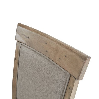 Rustic Linen Upholstered Wood Side Chair in Weathered Gray