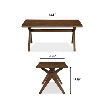 Lukas Rectangular Walnut Brown Wood Coffee Table with Cross-Stretcher Base
