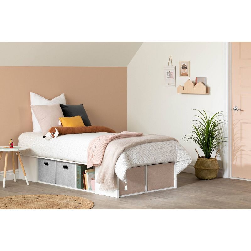 Twin Flexible Platform Kids&#39; Bed with baskets   Pure White  - South Shore, 3 of 8