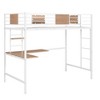 DOMETOUR Twin Metal Loft Bed with Desk and Shelve,White - 3 of 4