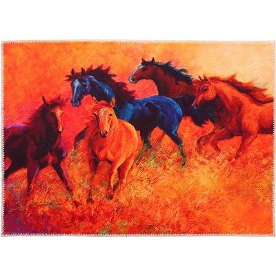 Olivia's Home Free Ranging Mustangs Doormat – 22" x 32", Wild Horse Art, Indoor Accent Mat for Entryway