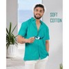 HAPPY BAY Men's Short Sleeve Button Down Hawaiian Shirt Cotton Solid Summer Vacation Business Casual Camp Collar Beach Shirts for Men - 2 of 4
