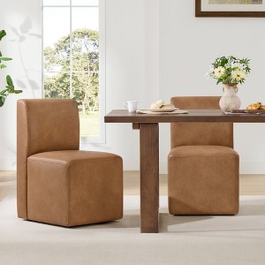 Spruce&Spring Upholstered Dining Chairs with Casters Set of 2 - 1 of 4