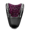 Slickblue Women's Wide Band Ring – Black IP Finish with Clustered Amethyst Synthetic Crystals & Clear Accents– Size 5–10 - 4 of 4