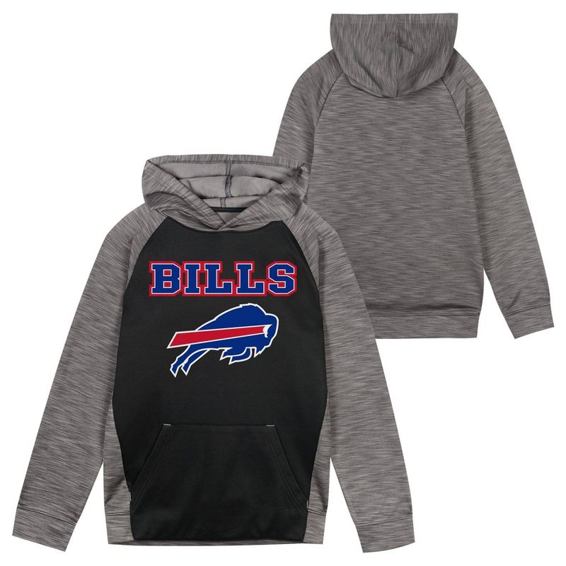 NFL Buffalo Bills Boys&#39; Black/Gray Long Sleeve Hooded Sweatshirt, 1 of 4
