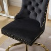 PAGED Adjustable Height Office Chair, Modern Velvet Swivel Vanity Chair with Metal Base, Button Tufted Computer Chair for Office - 4 of 4