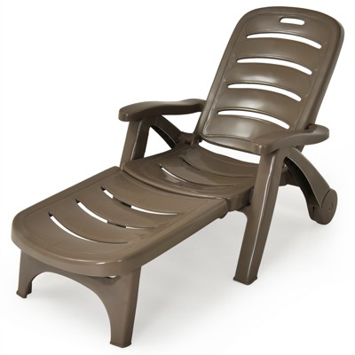 Tangkula Outdoor Chaise Lounge Chair 5-Position Folding Recliner for Beach Poolside Backyard