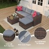 Acekool 5-Piece Outdoor Patio Furniture Set – All-Weather Wicker Sectional Sofa with Glass Coffee Table and Soft Removable Cushions - 4 of 4