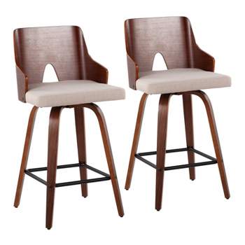 Set of 2 Ariana Upholstered Counter Height Barstools Beige - Lumisource