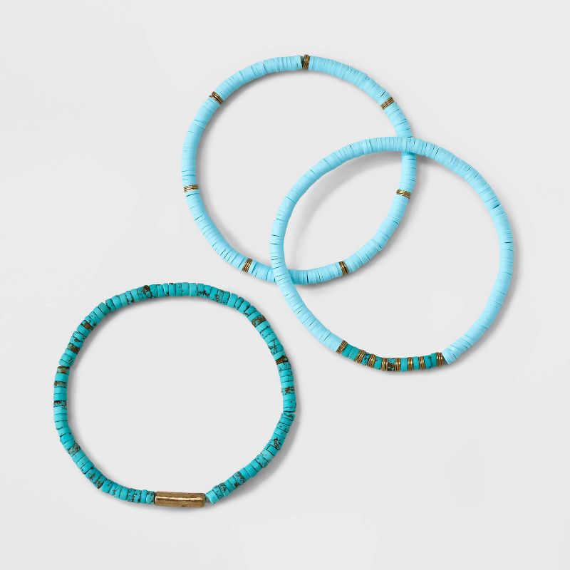 Semi-Precious Heishi Multi-Strand Bracelet Set 3pc - Universal Thread™, 4 of 6