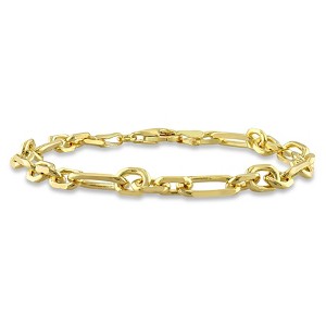 EVERLY JEWELRY | Yellow Plated Sterling Silver Figaro Rolo Bracelet - 7.5 in - 1 of 4
